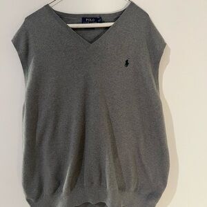 90s Polo Ralph Lauren Men's Grey 3XB BIG V Neck Cotton Green Pony